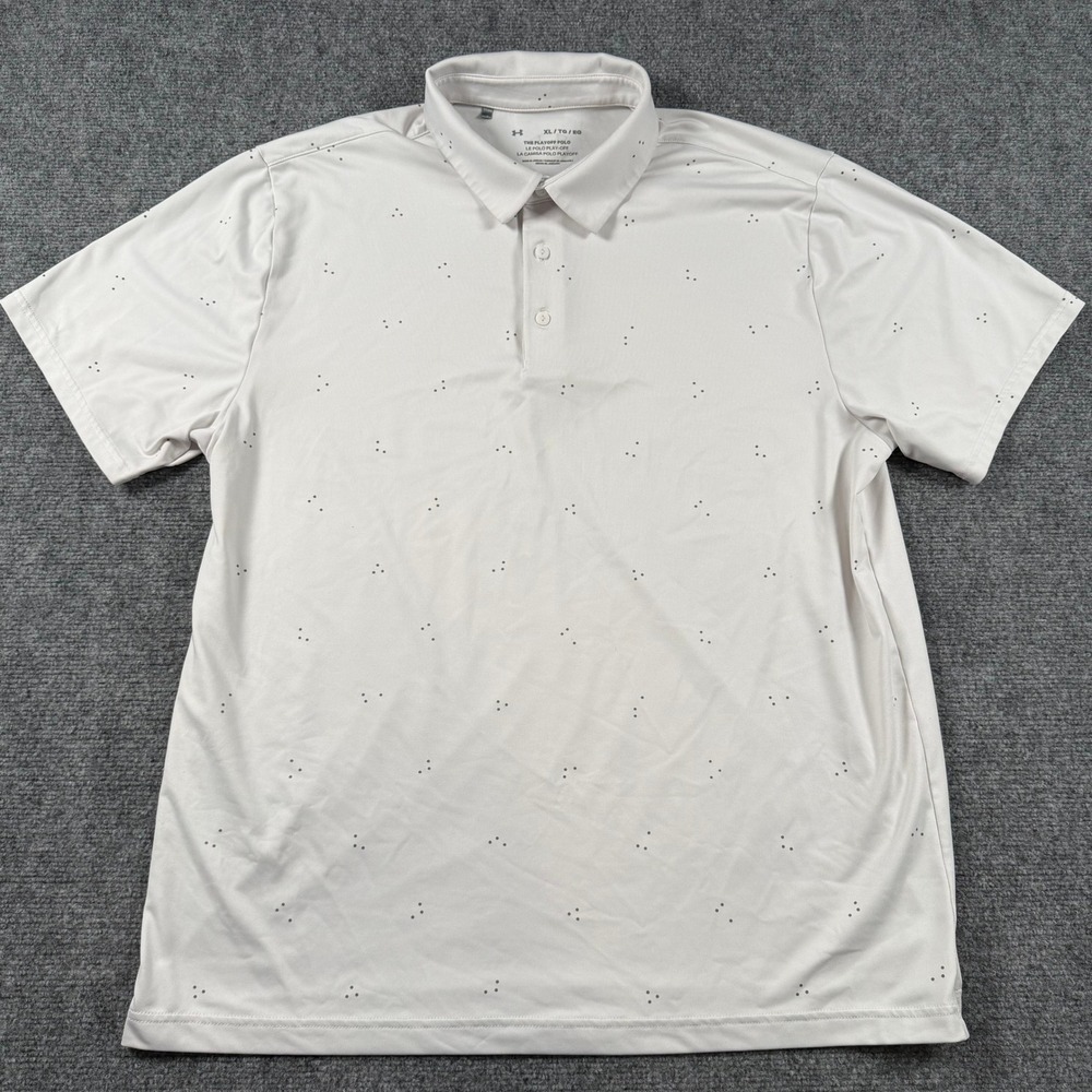 Under Armour Playoff Polo Mens XL Gray Geometric Dot Short Sleeve Golf Shirt